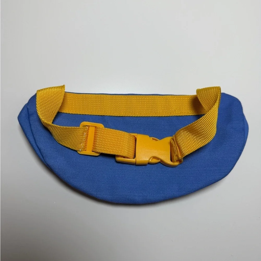 Kids 9” Fanny Pack Hip Waist Blue w/ Beetle, yellow adjustable strap theme park